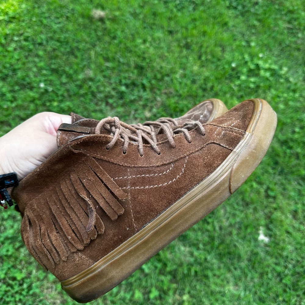 Vans Brown Suede Fringe Sneakers